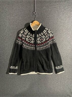 Sunice Stormpack Womens Small Fair Isle Knit Full Zip Sweater Jacket Sherpa Line